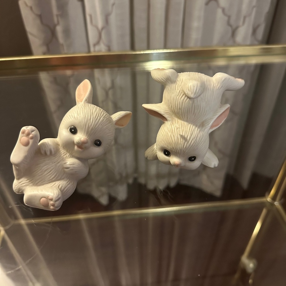 Homco White Bunny Figurines for small pets